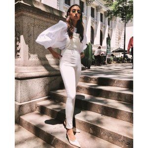 We Wore What white High Rise Skinny Overall